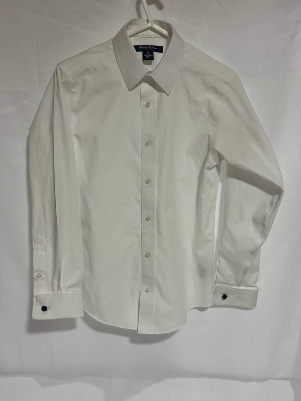 Brooks Brothers Boys Non Iron Pinpoint Cotton French Cuff Dress Shirt White